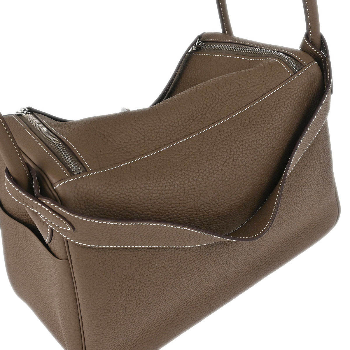 Hermes 2019 Etoupe Taurillon Clemence Lindy 30 Shoulder Bag