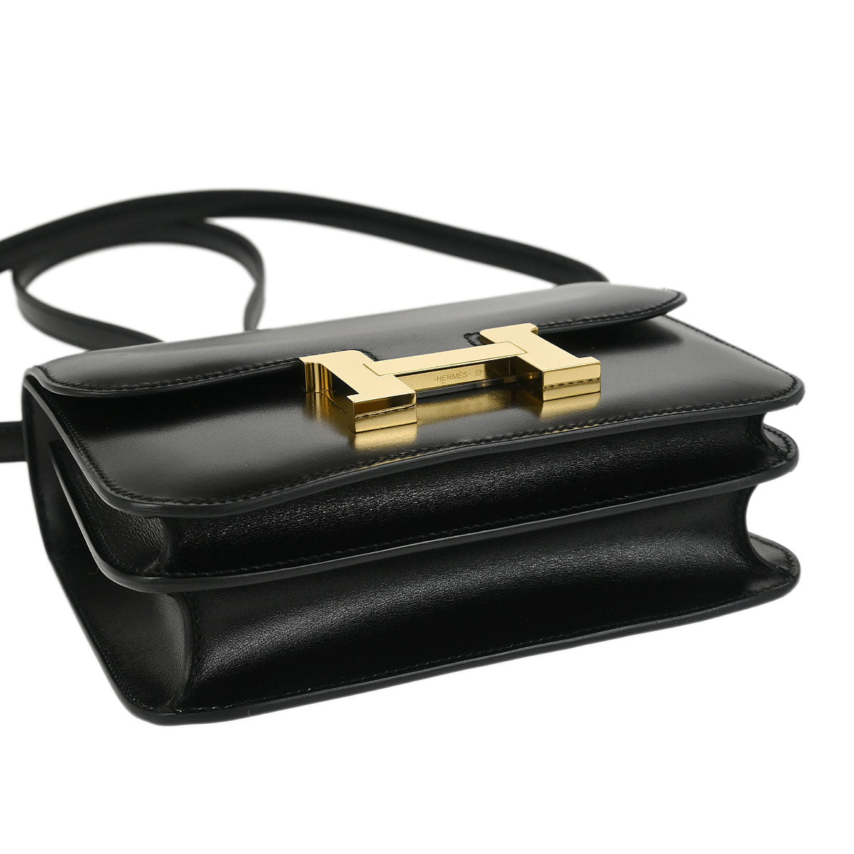 Hermes 2018 Black Box Calf Mini Constance 18 Shoulder Bag
