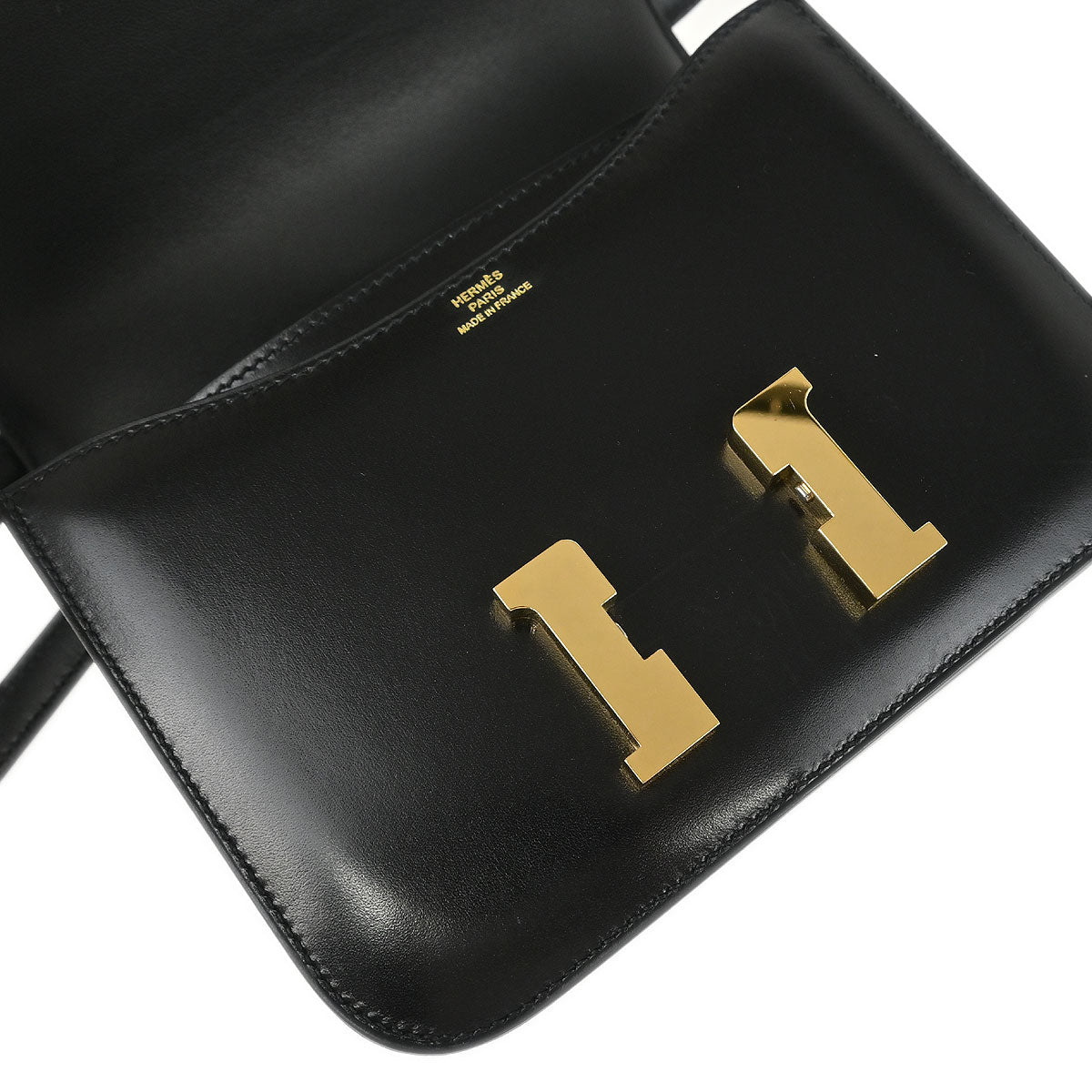 Hermes 2018 Black Box Calf Mini Constance 18 Shoulder Bag