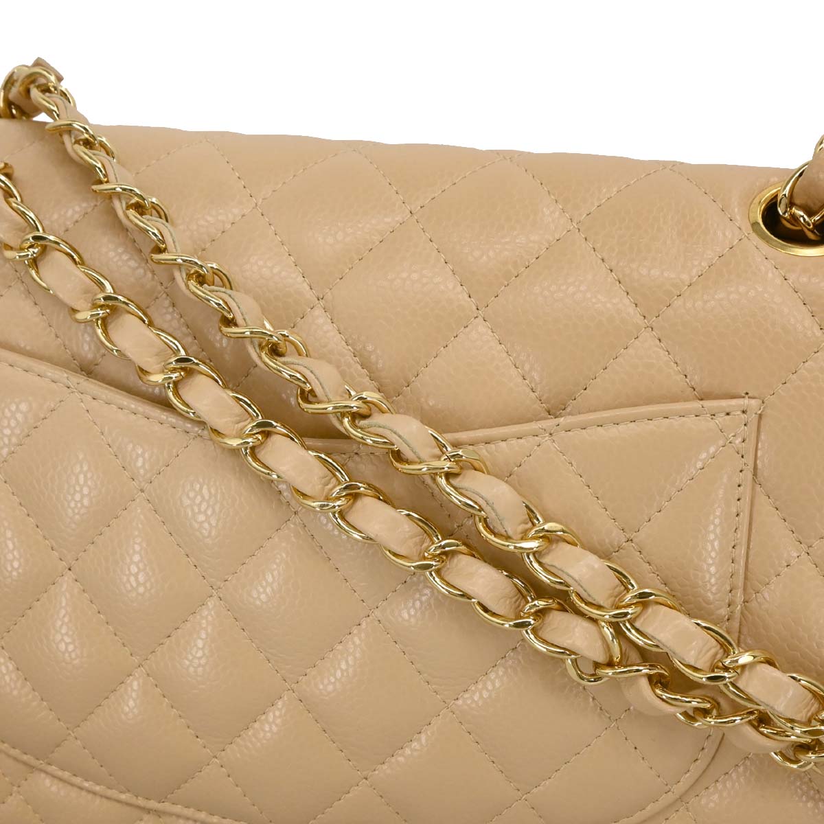 Chanel 2019 Beige Caviar Medium Classic Double Flap Shoulder Bag