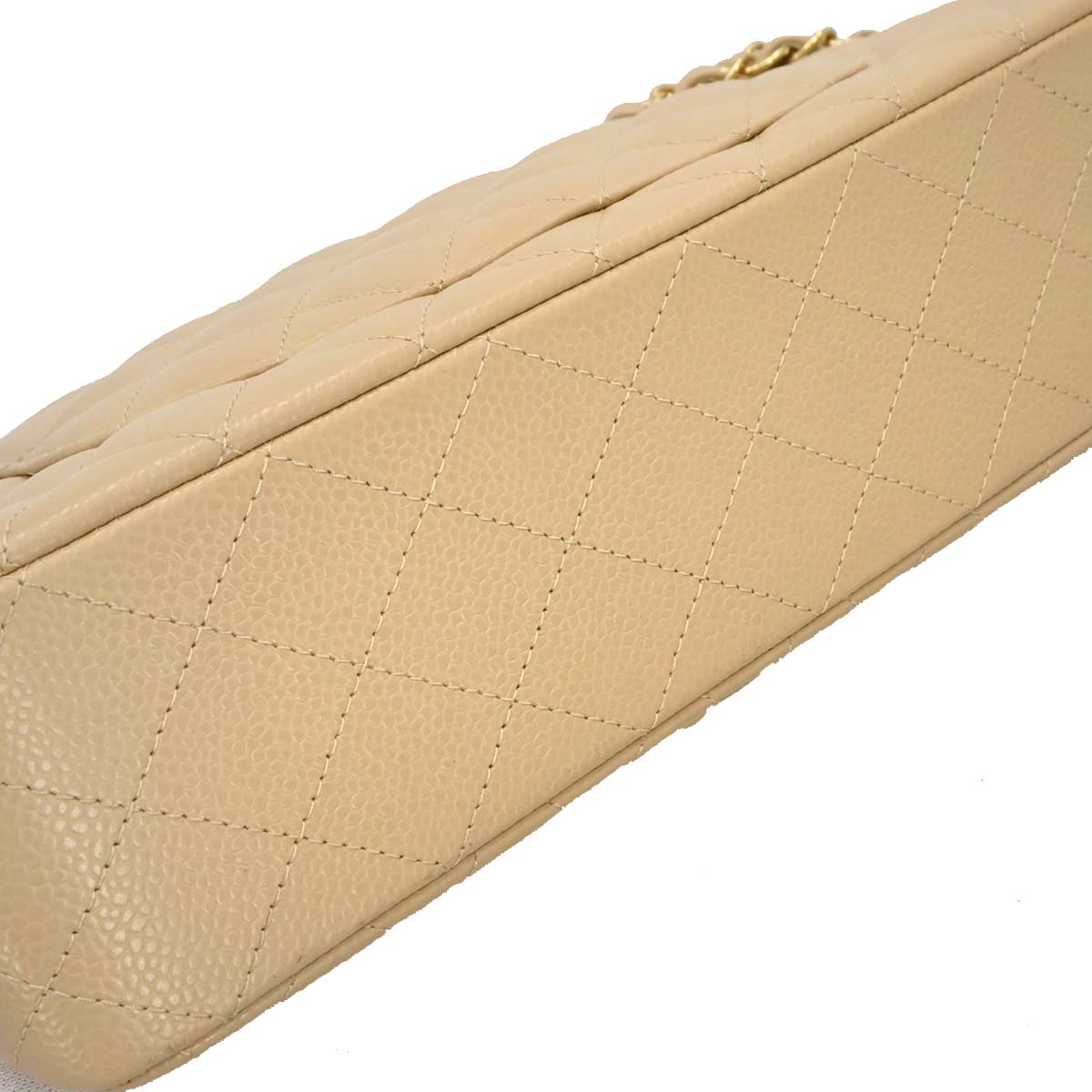 Chanel 2019 Beige Caviar Medium Classic Double Flap Shoulder Bag