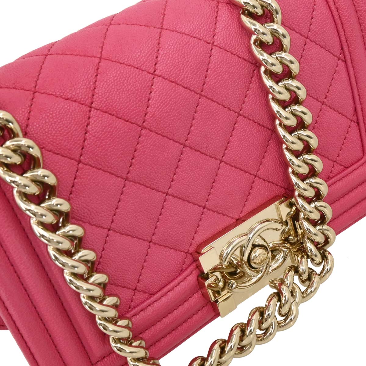 Boy Chanel 2020-2021 Pink Caviar Small Chain Shoulder Bag