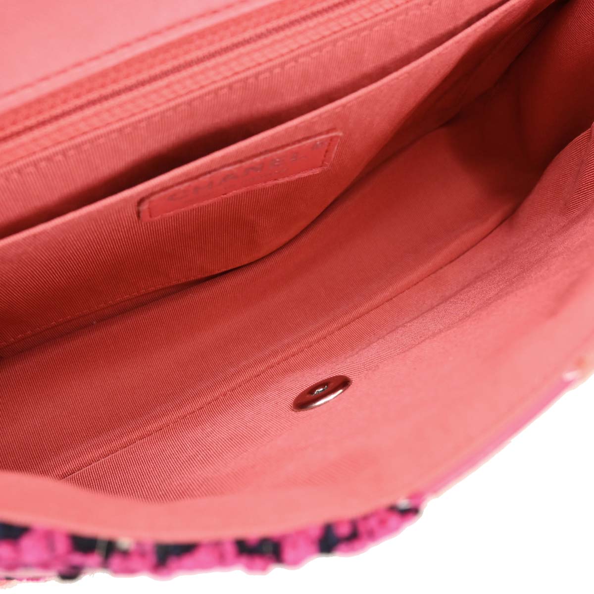 Chanel 2017 Pink Calfskin Tweed Patchwork Medium Classic Single Flap