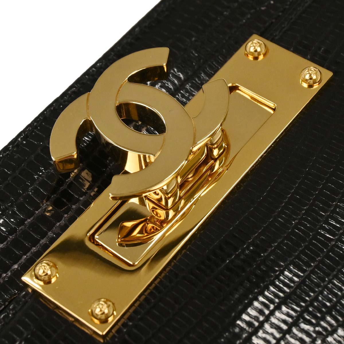 Chanel * 2014 Black Lizard Wallet on Chain WOC