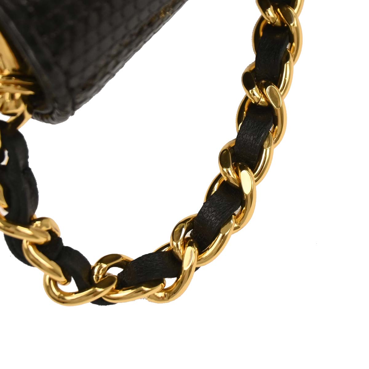 Chanel * 2014 Black Lizard Wallet on Chain WOC