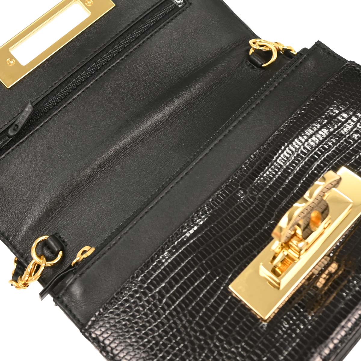 Chanel * 2014 Black Lizard Wallet on Chain WOC