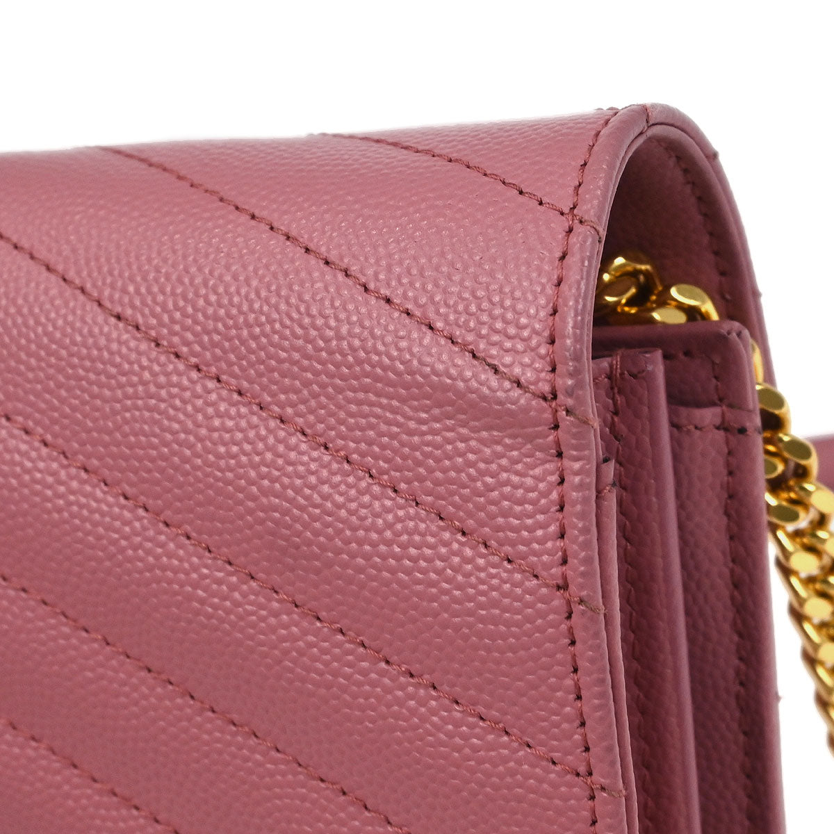 Saint Laurent Pink Cassandre Envelope WOC Wallet on Chain Shoulder Bag