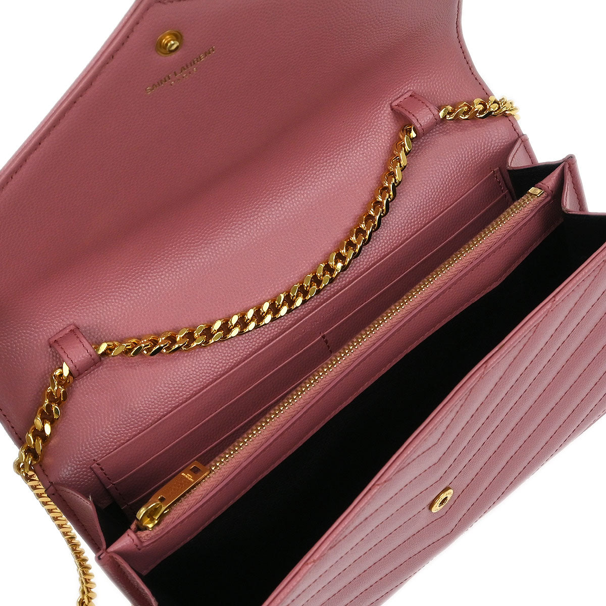 Saint Laurent Pink Cassandre Envelope WOC Wallet on Chain Shoulder Bag