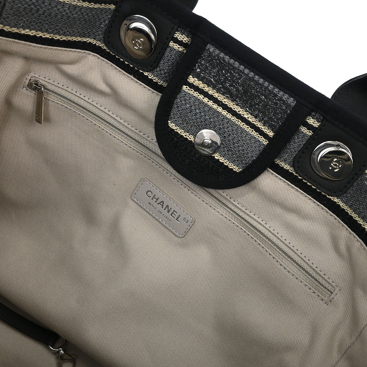 Chanel 2018-2019 Gray Canvas Medium Deauville 2way Shoulder Tote Bag