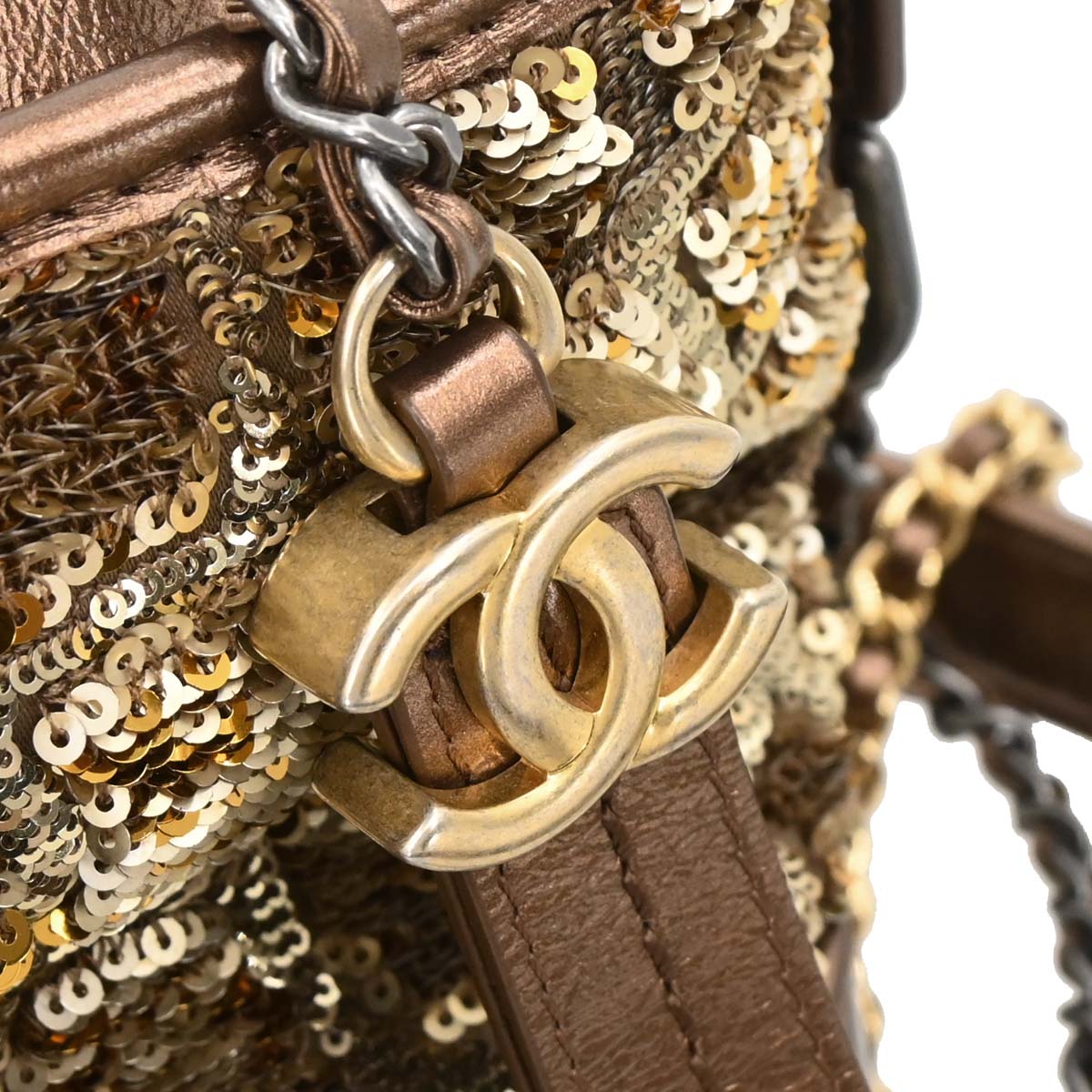 Chanel 2019 Bronze Sequins Calfskin Small Gabrielle Shoulder Bag