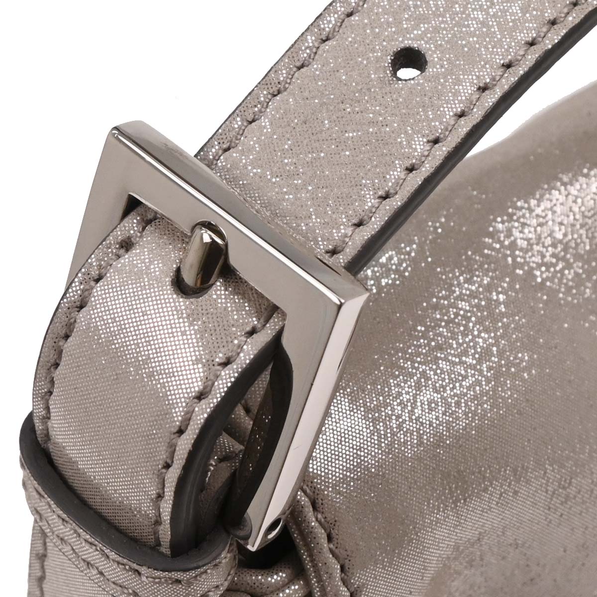 Fendi Metallic Silver Leather Baguette Handbag