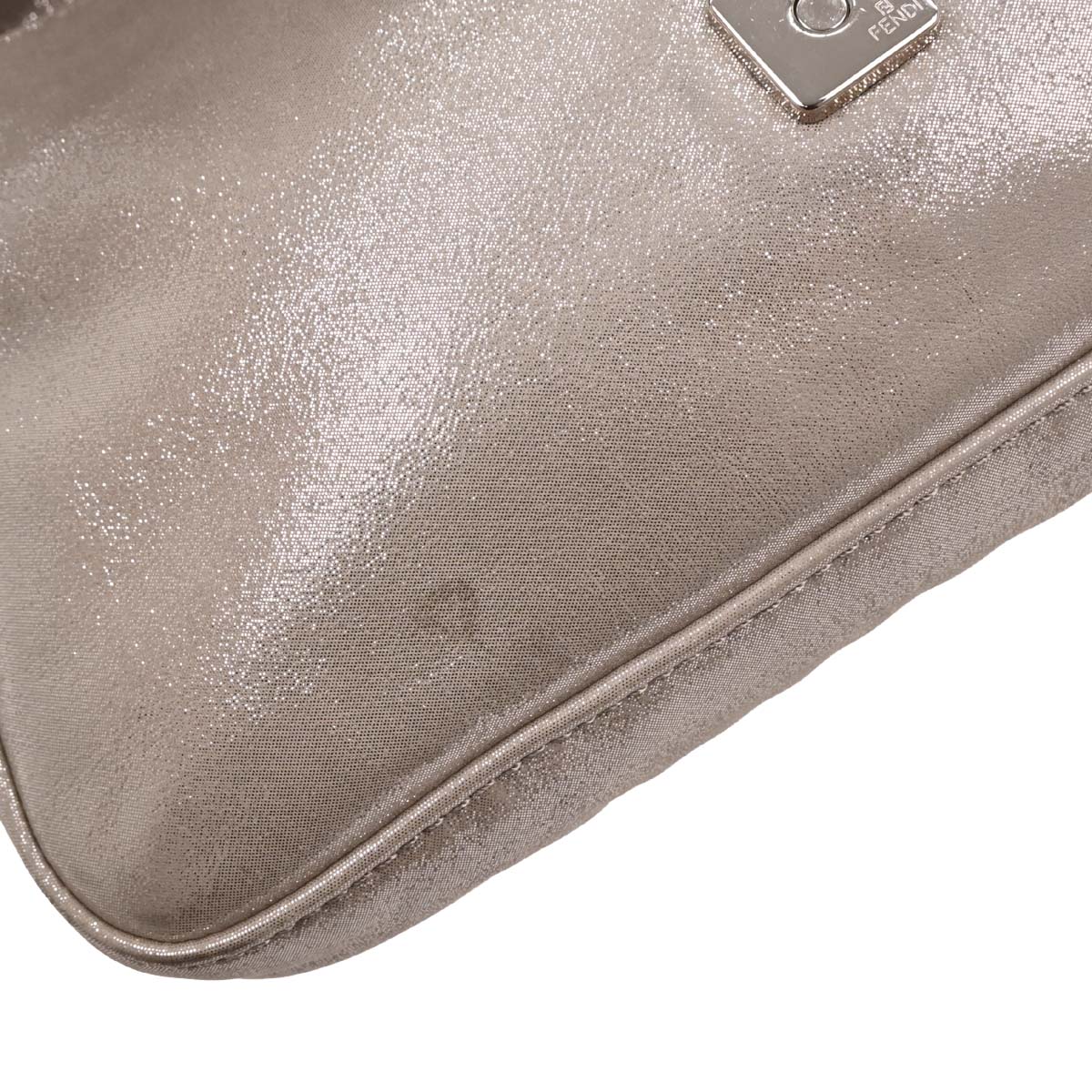 Fendi Metallic Silver Leather Baguette Handbag