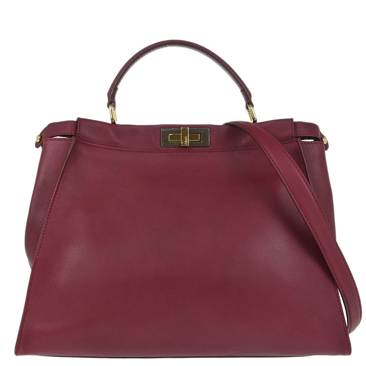 Fendi Bordeaux Leather Peekaboo 2way Shoulder Handbag