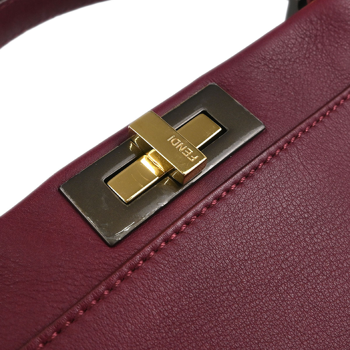 Fendi Bordeaux Leather Peekaboo 2way Shoulder Handbag