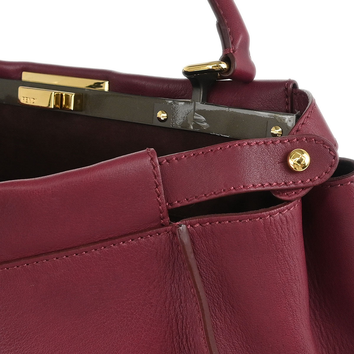 Fendi Bordeaux Leather Peekaboo 2way Shoulder Handbag