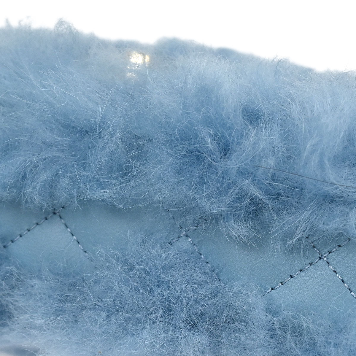 Chanel Light Blue Shearling Lambskin Shoulder Bag