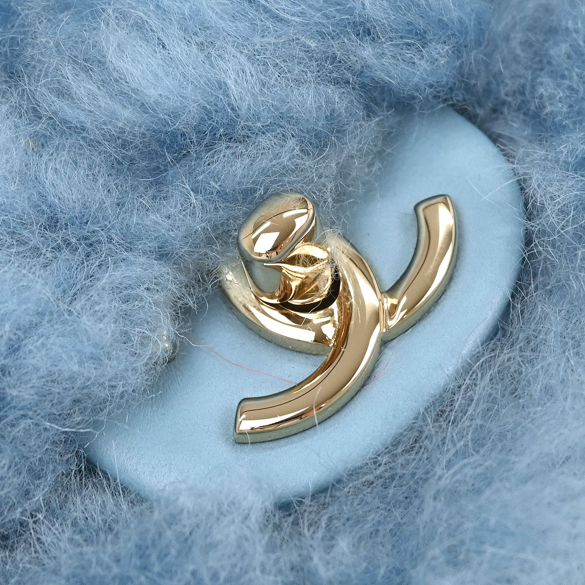 Chanel Light Blue Shearling Lambskin Shoulder Bag