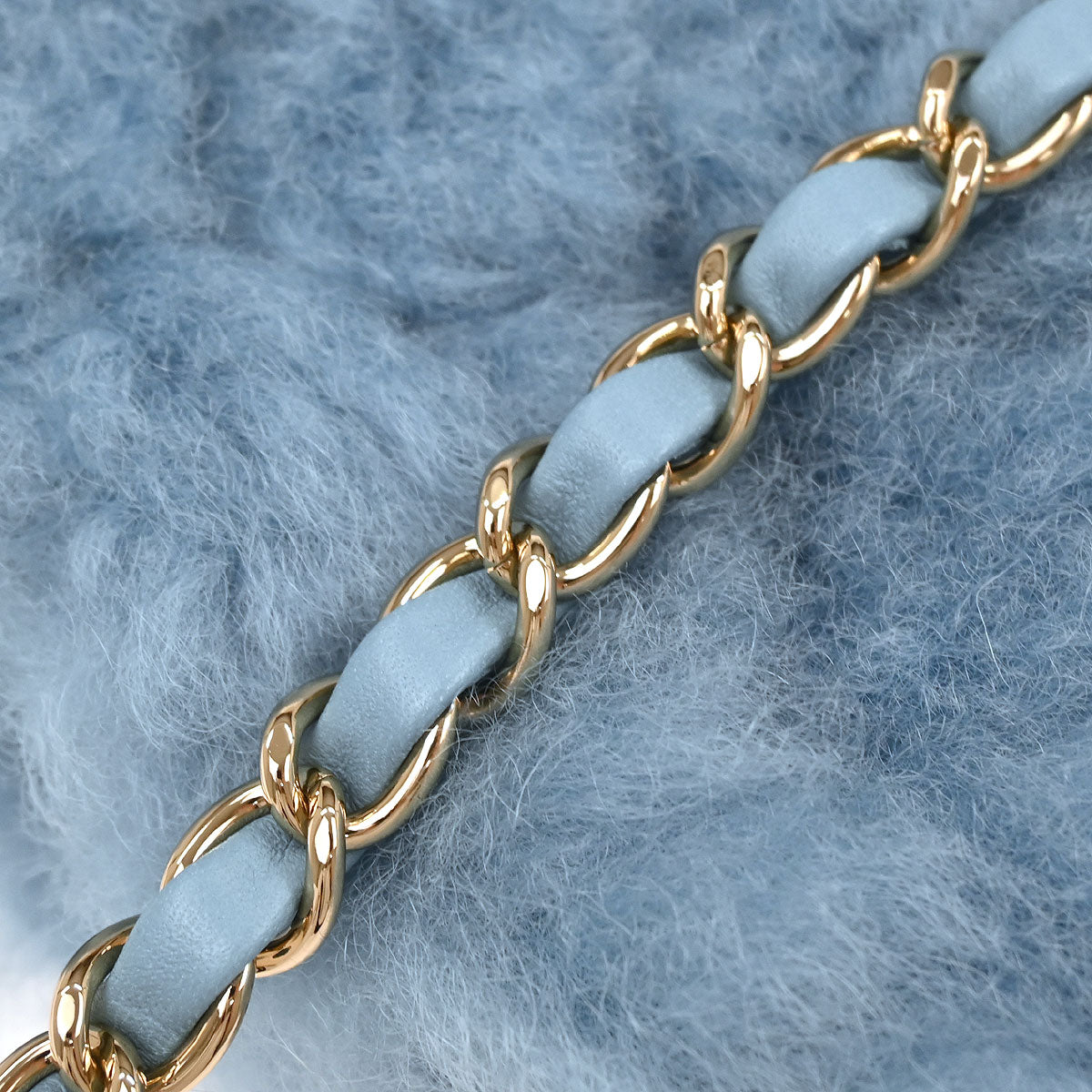 Chanel Light Blue Shearling Lambskin Shoulder Bag
