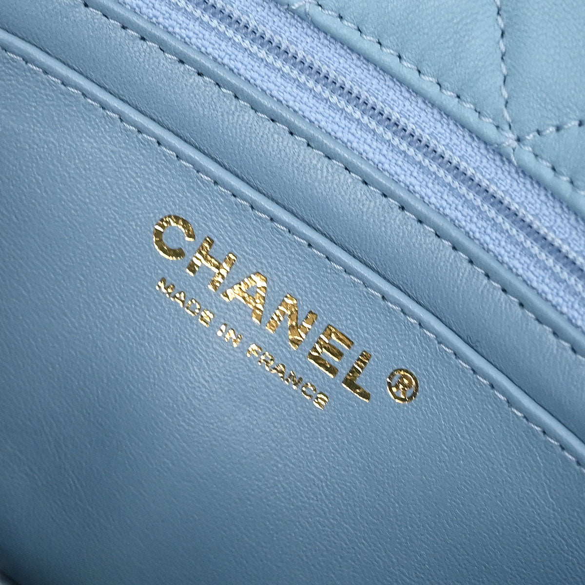 Chanel Light Blue Shearling Lambskin Shoulder Bag