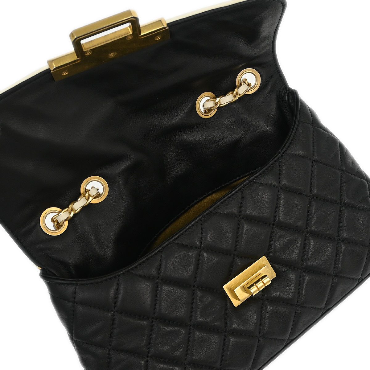Chanel 2011 Black Lambskin Mademoiselle Lock Shoulder Bag