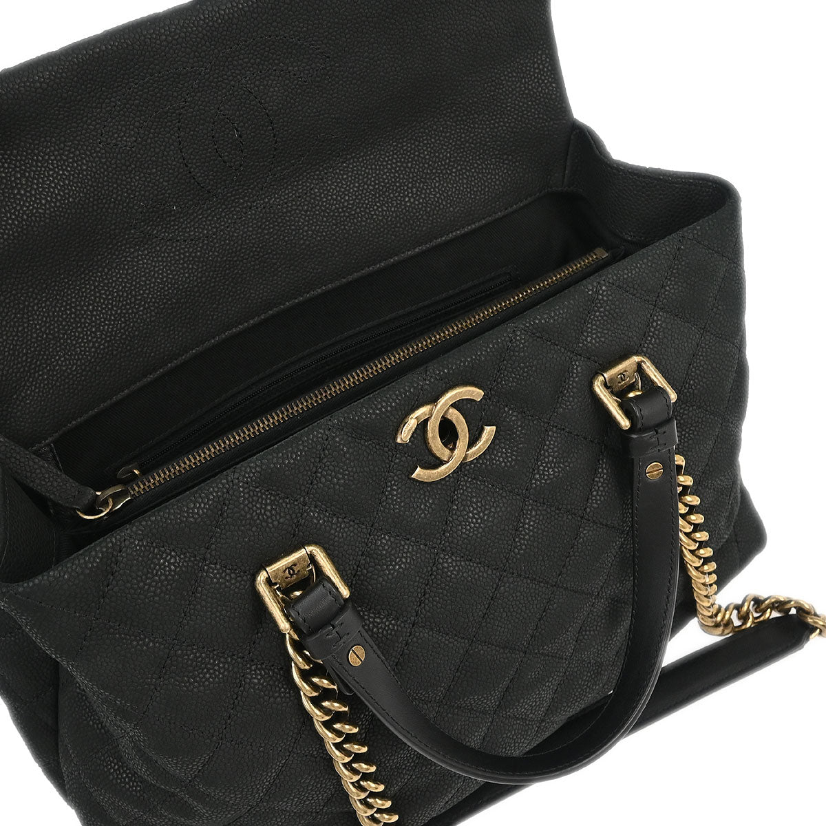 Chanel 2012-2013 Black Caviar 2way Shoulder Handbag