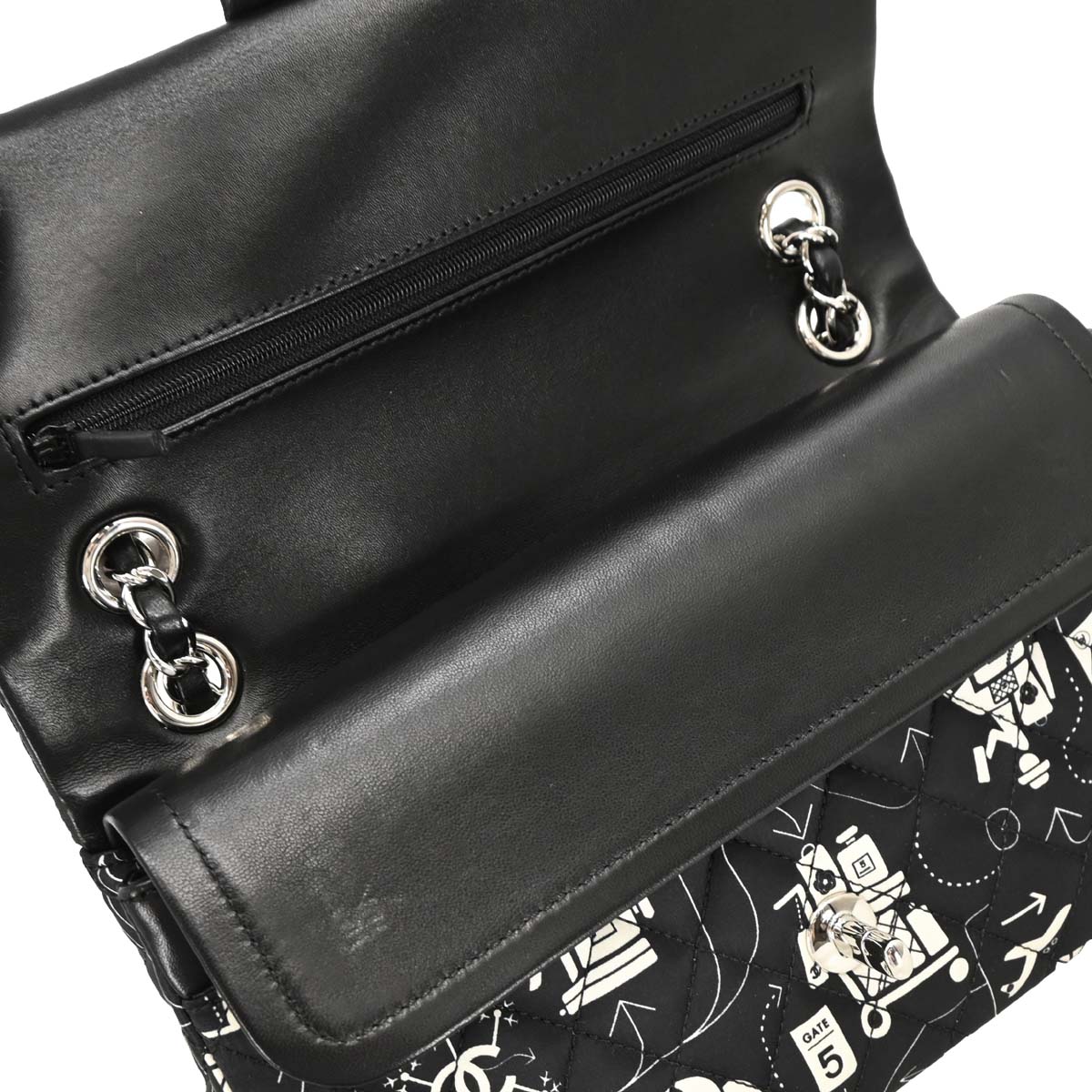 Chanel 2016-2017 Black Satin Airline Medium Classic Double Flap Shoulder Bag
