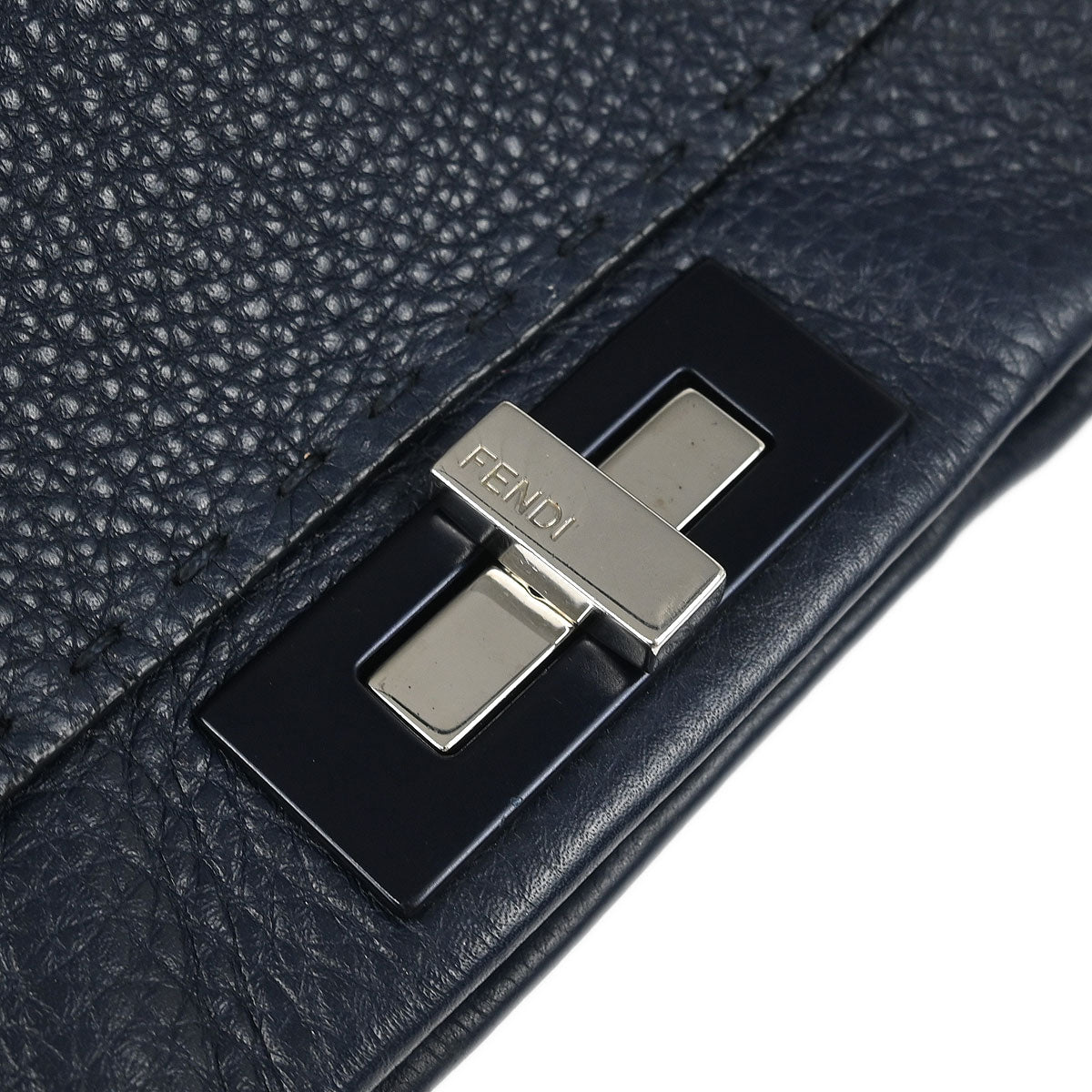 Fendi Navy Leather Peekaboo 2way Shoulder Handbag