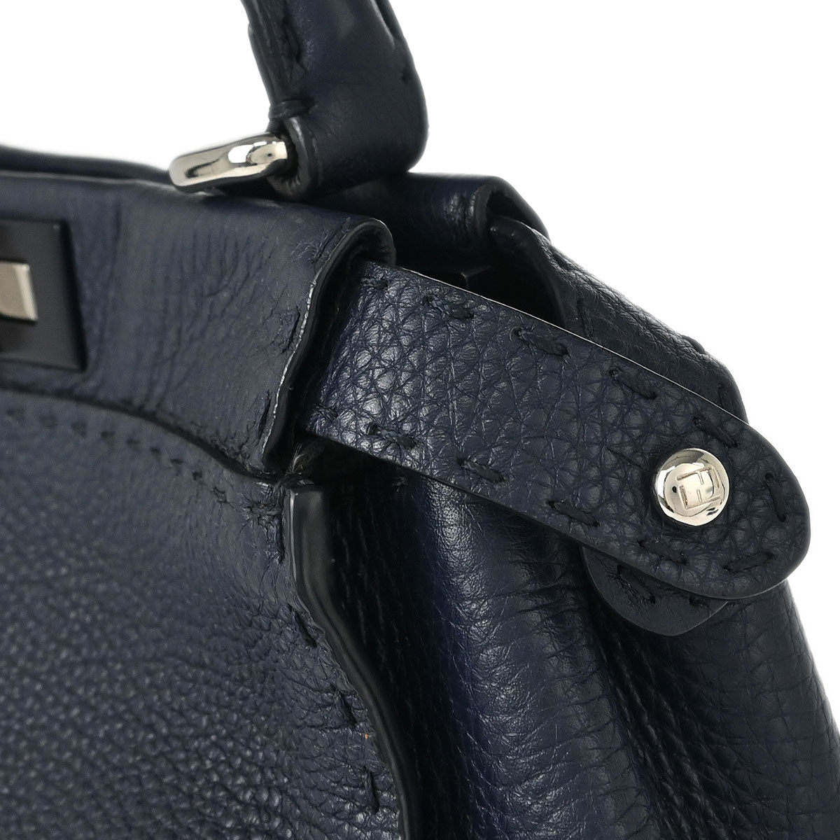Fendi Navy Leather Peekaboo 2way Shoulder Handbag