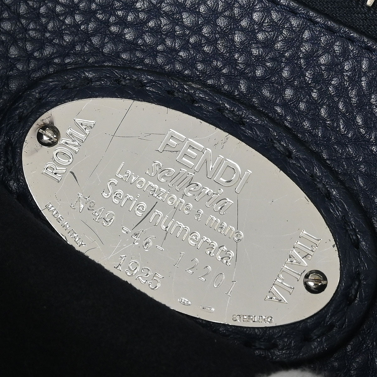 Fendi Navy Leather Peekaboo 2way Shoulder Handbag