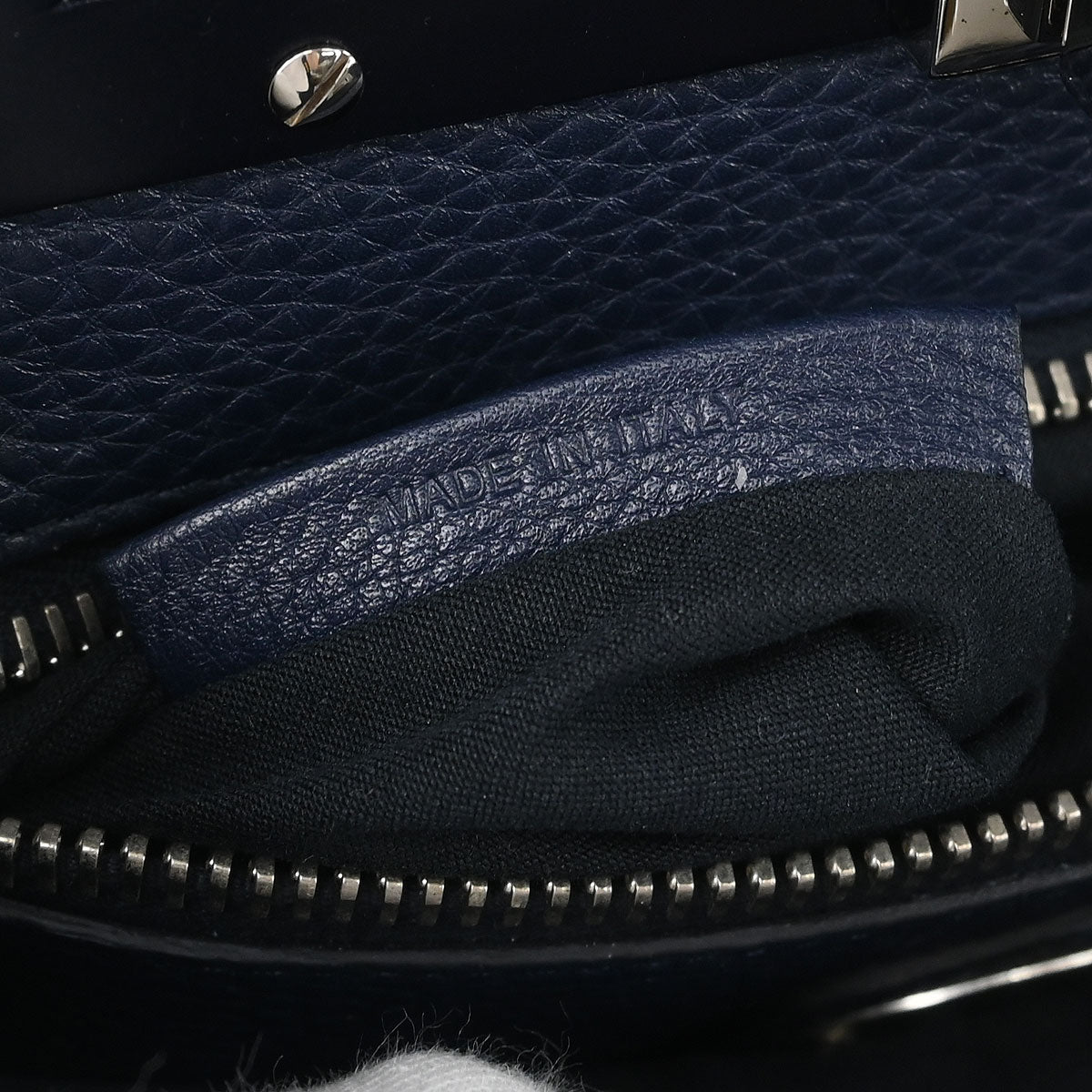 Fendi Navy Leather Peekaboo 2way Shoulder Handbag