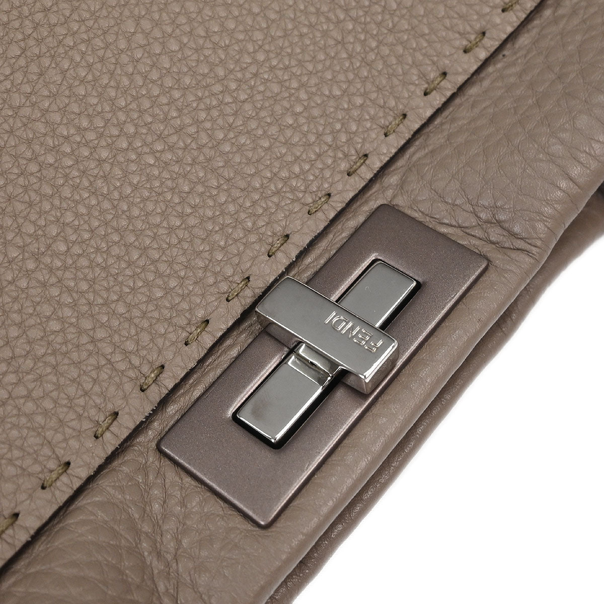 Fendi Brown Leather Peekaboo 2way Shoulder Handbag