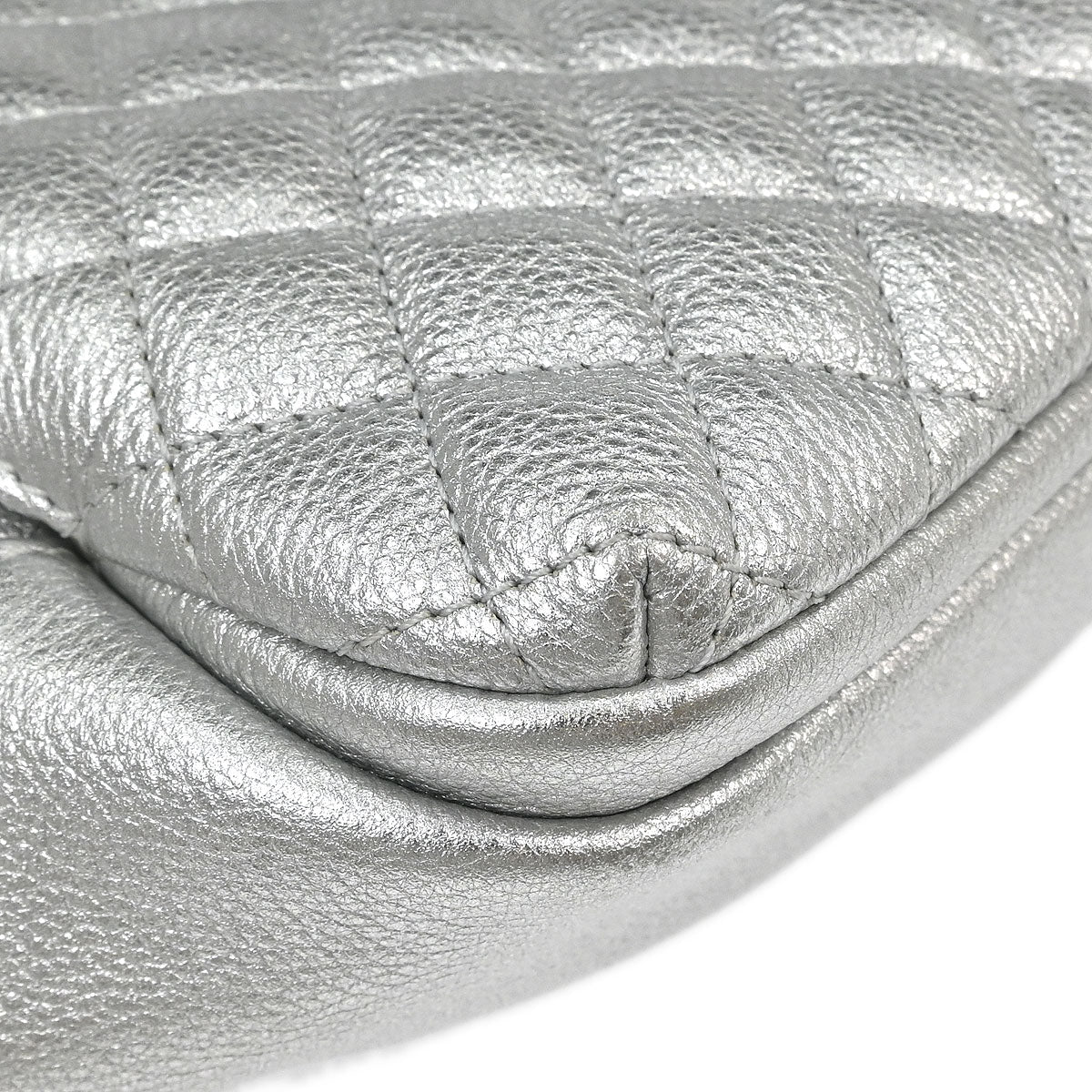 Chanel 2016-2017 Metallic Silver Calfskin Waist Bum Bag
