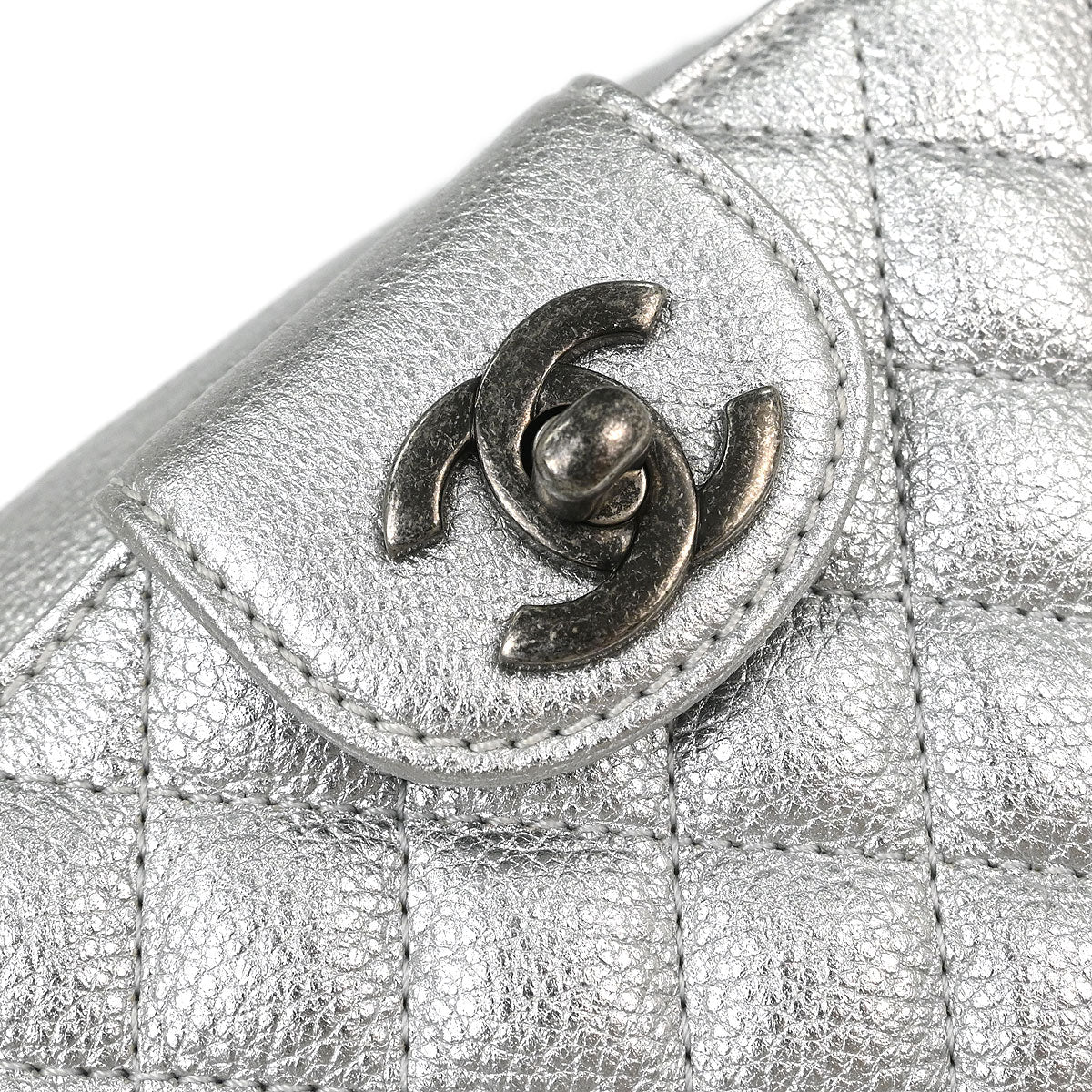 Chanel 2016-2017 Metallic Silver Calfskin Waist Bum Bag