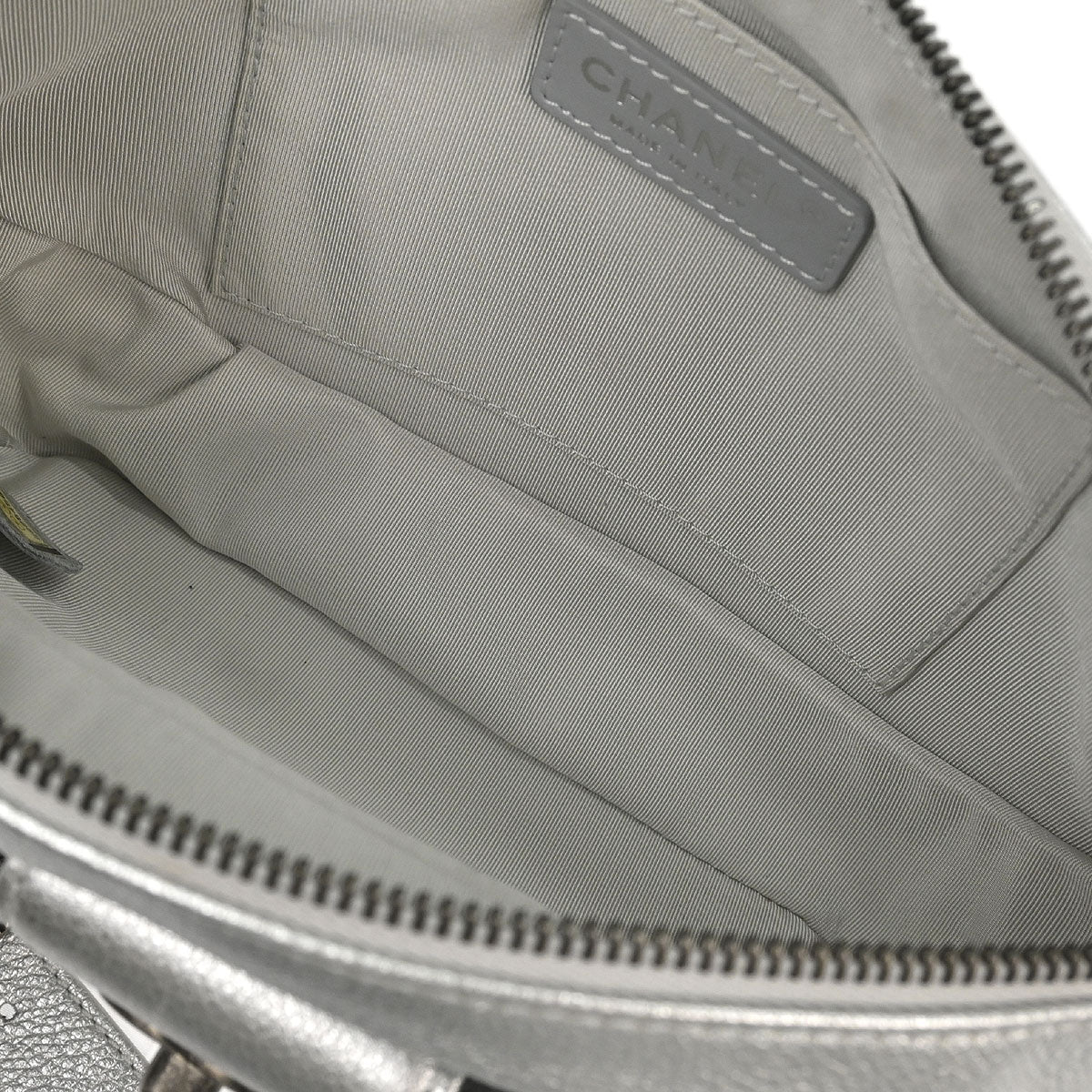 Chanel 2016-2017 Metallic Silver Calfskin Waist Bum Bag