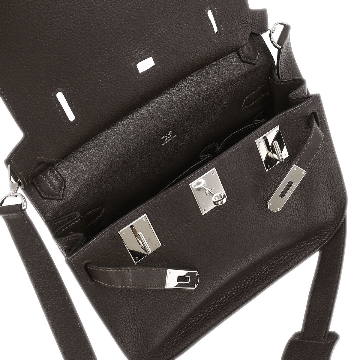 Hermes 2010 Chocolat Taurillon Clemence Jypsiere 28 Shoulder Bag
