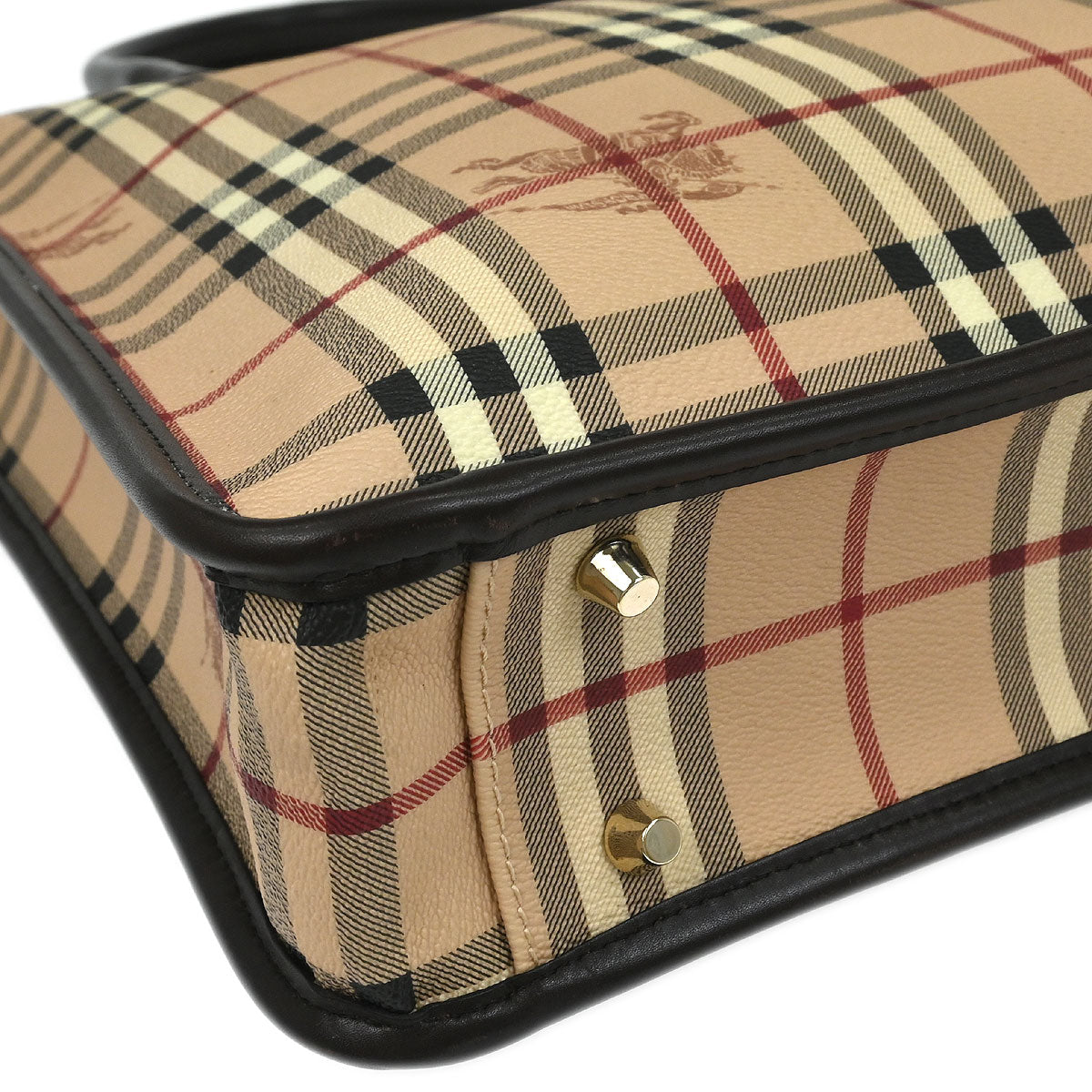 Burberry Beige PVC House Check Tote 2way Shoulder Handbag