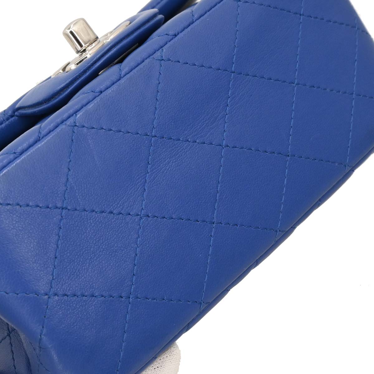 Chanel 2016-2017 Blue Lambskin Mini Classic Square Flap Shoulder Bag