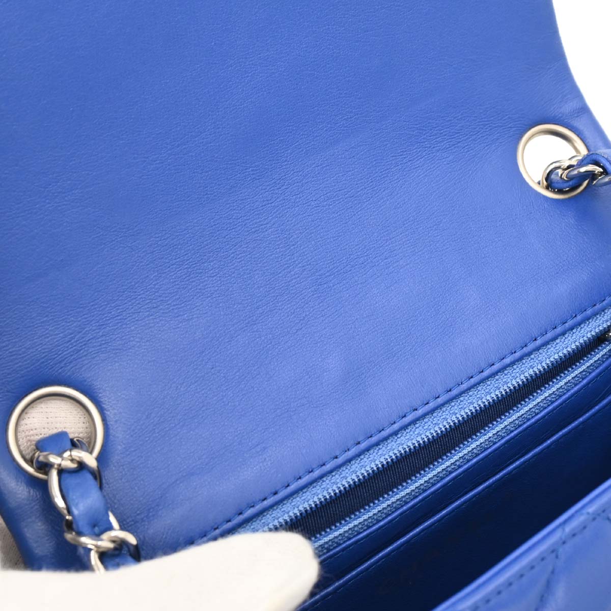 Chanel 2016-2017 Blue Lambskin Mini Classic Square Flap Shoulder Bag