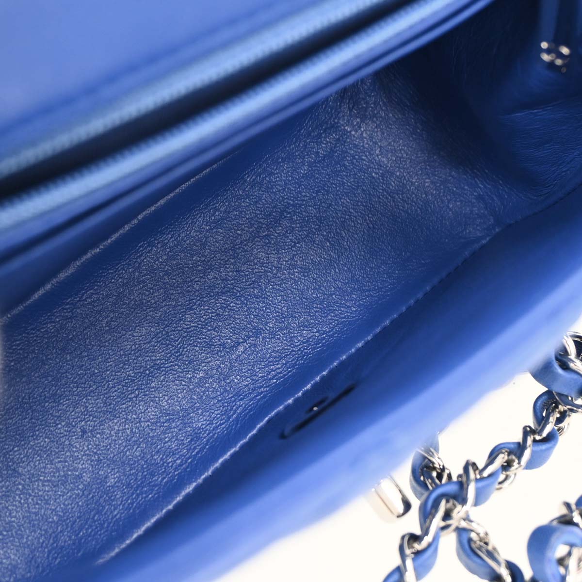 Chanel 2016-2017 Blue Lambskin Mini Classic Square Flap Shoulder Bag
