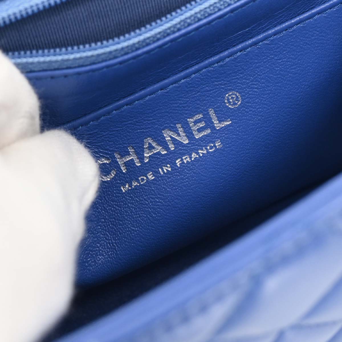 Chanel 2016-2017 Blue Lambskin Mini Classic Square Flap Shoulder Bag