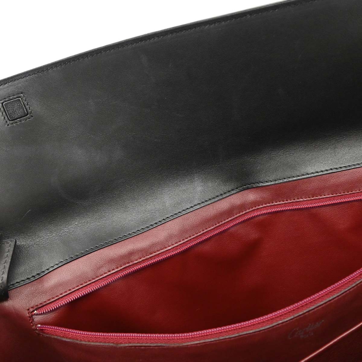 Cartier Black Leather Cabochon Handbag