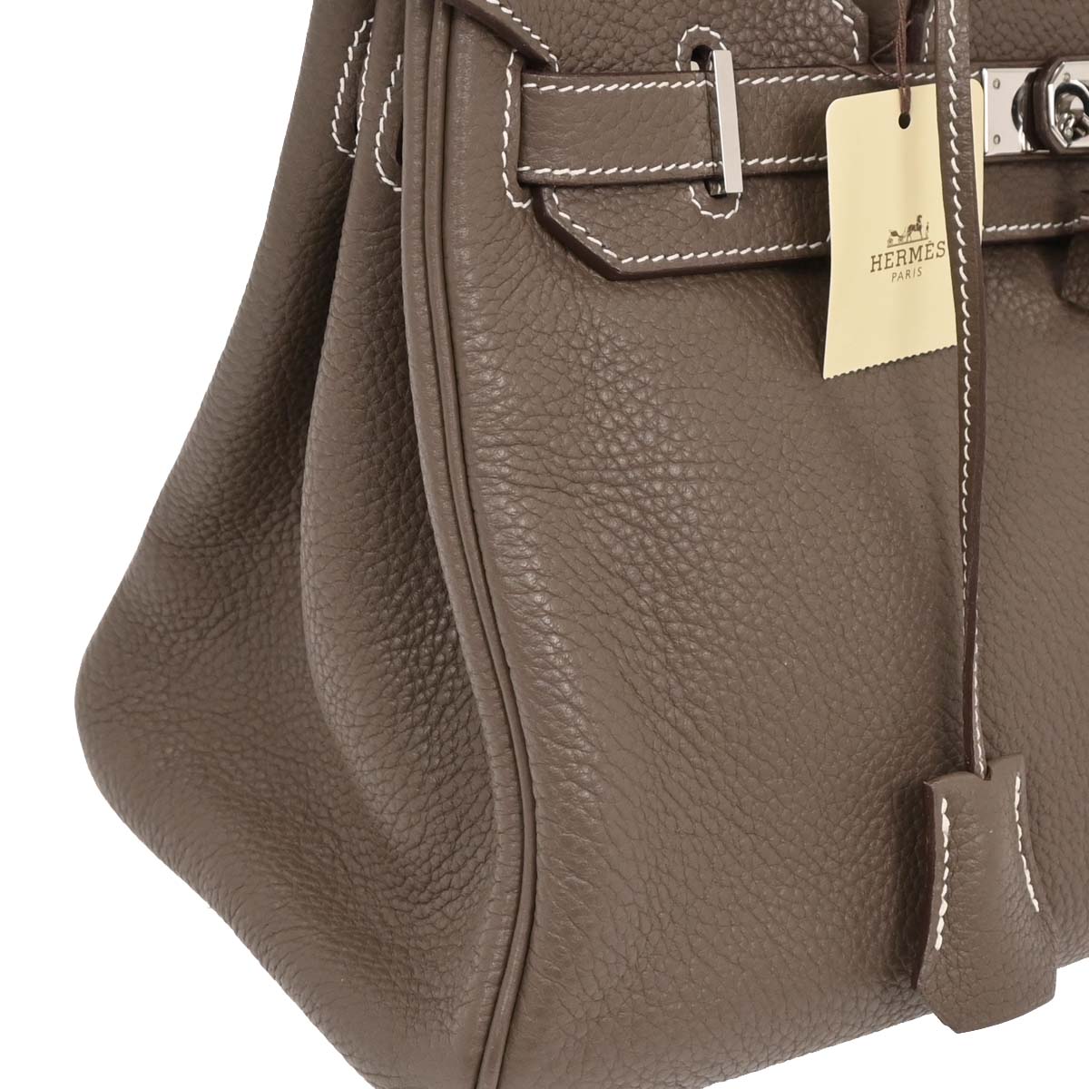 Hermes Etoupe Taurillon Clemence Birkin 30 Handbag