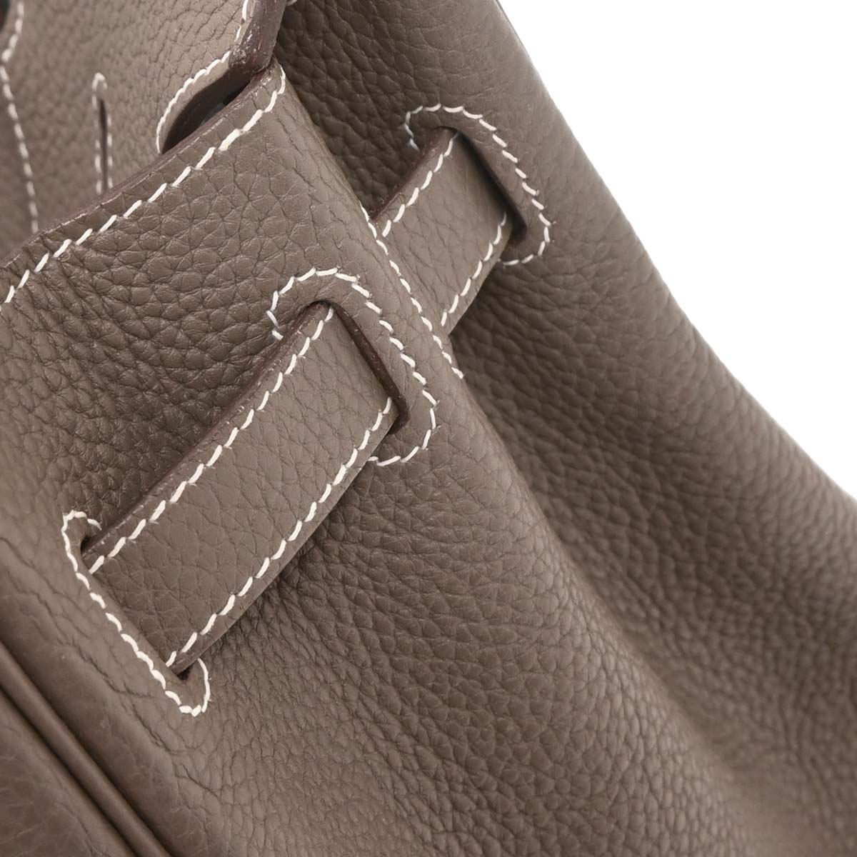 Hermes Etoupe Taurillon Clemence Birkin 30 Handbag