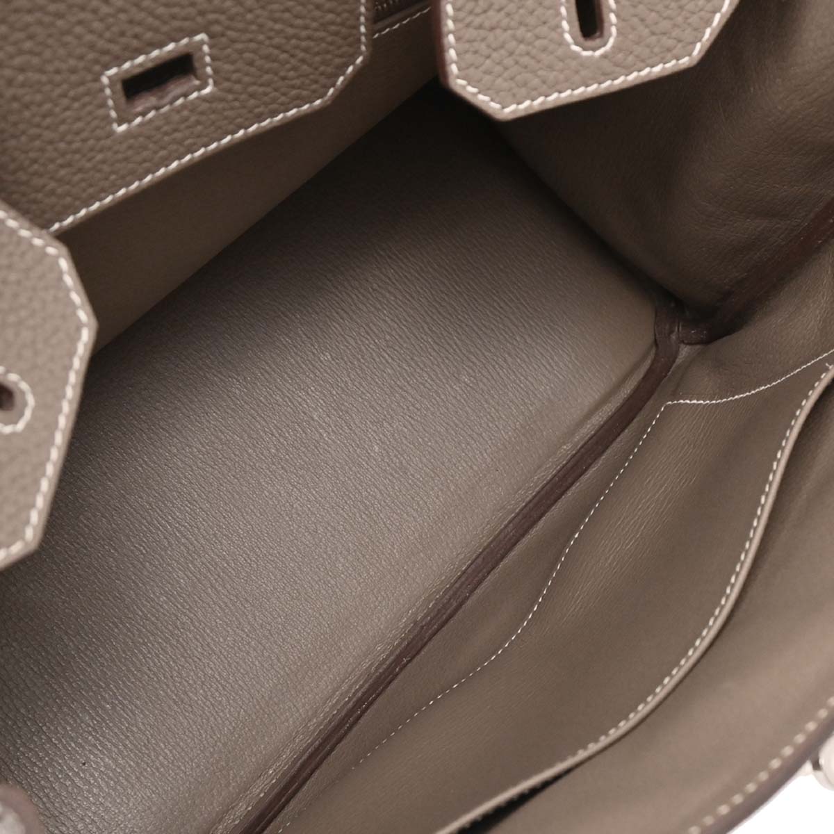 Hermes Etoupe Taurillon Clemence Birkin 30 Handbag