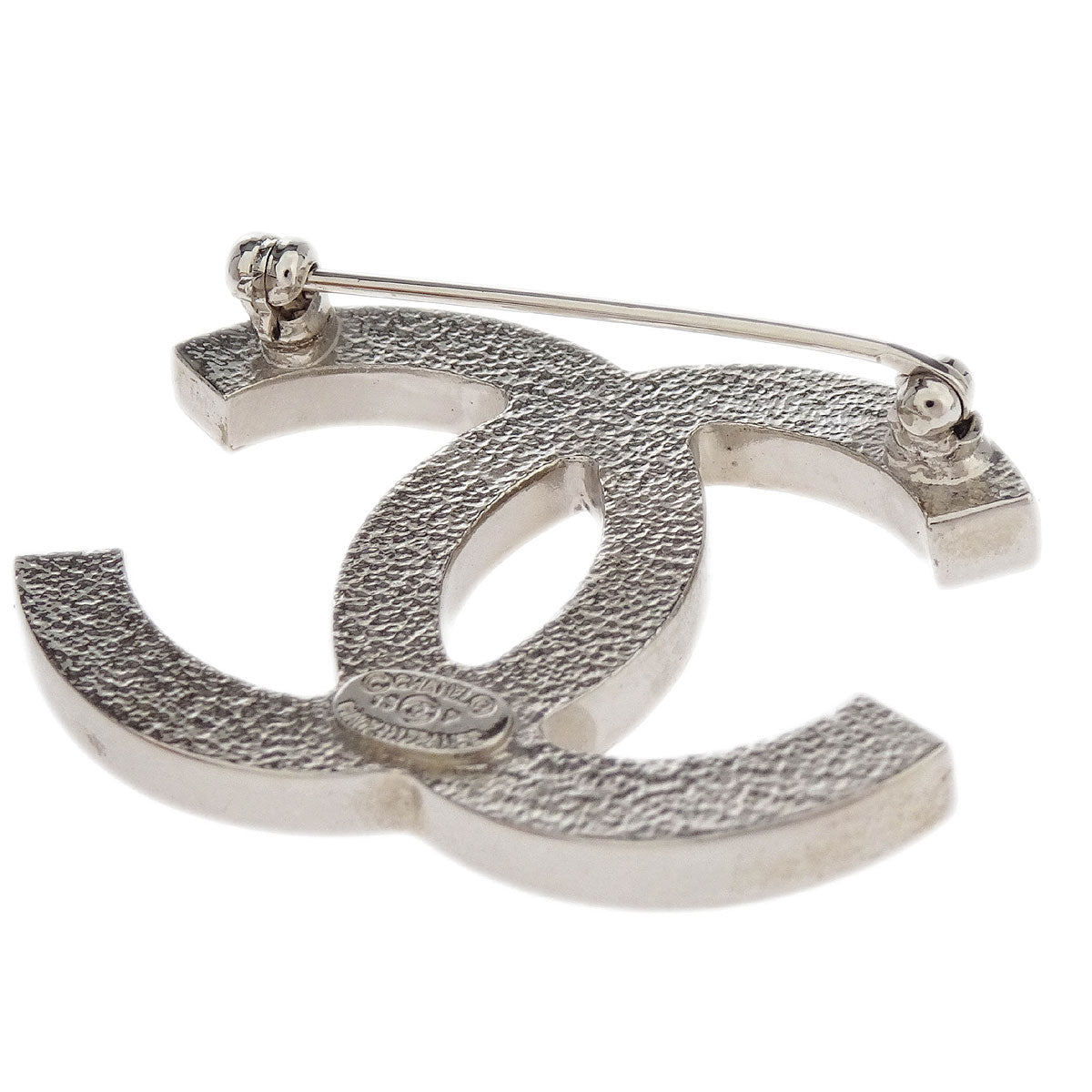 Chanel CC Brooch Pin Silver Rhinestone 13P