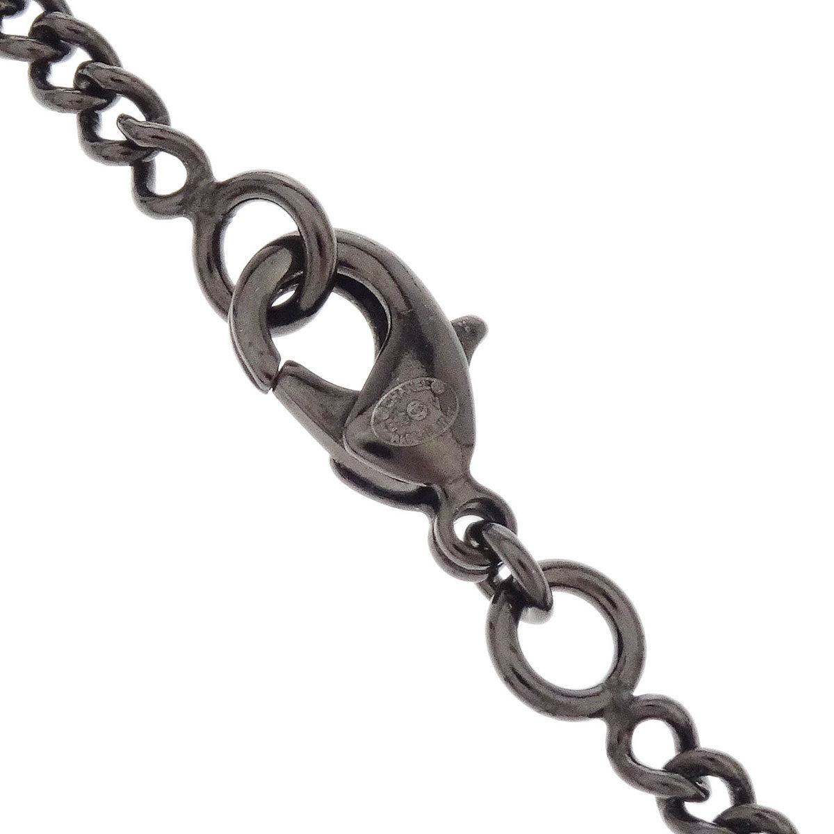 Chanel CC Chain Pendant Necklace Silver Black Rhinestone B15V