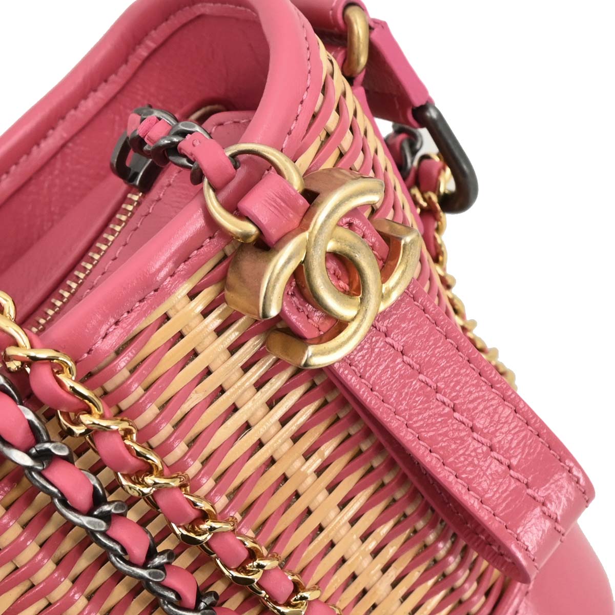 Chanel 2019 Pink Ratan Calfskin Small Gabrielle Shoulder Bag