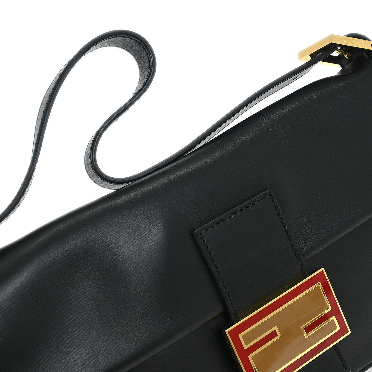 Fendi Black Leather Baguette Handbag
