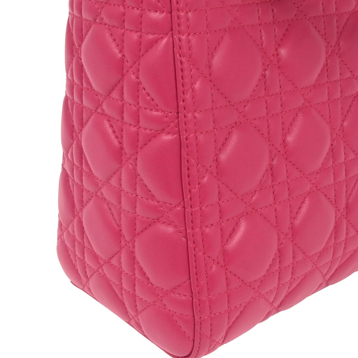 Christian Dior Pink Lambskin Lady Dior Cannage 2way Shoulder Handbag
