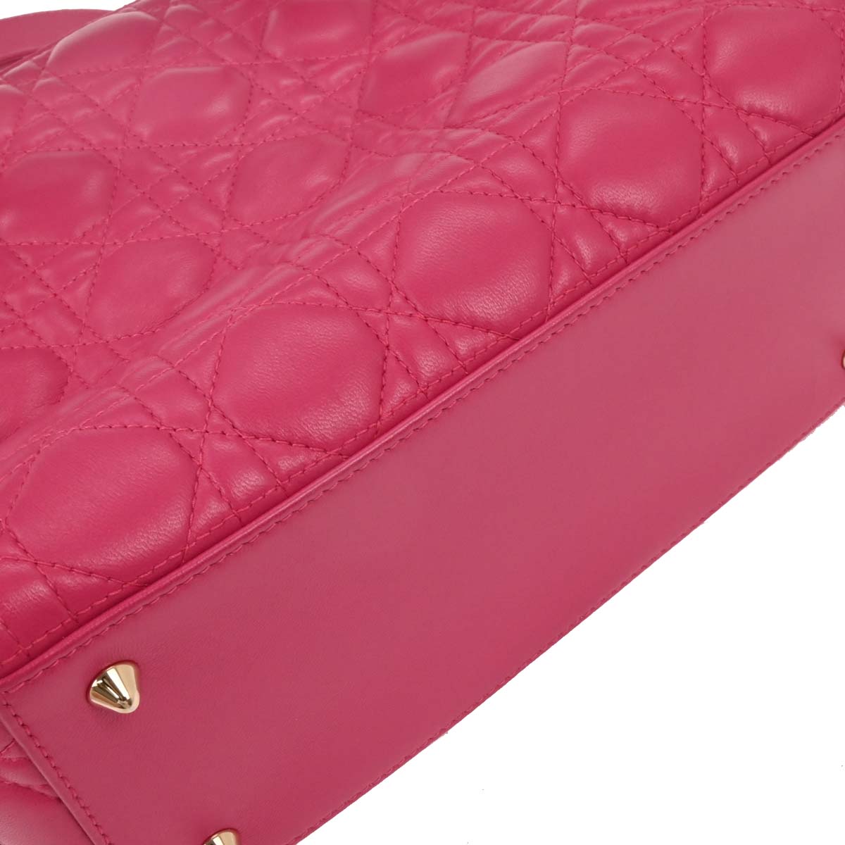 Christian Dior Pink Lambskin Lady Dior Cannage 2way Shoulder Handbag
